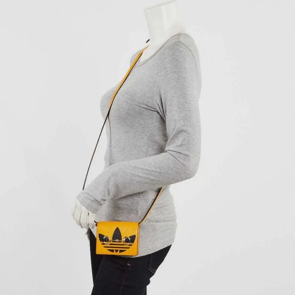 🛑GUCCI x Adidas Leather Horsebit Card Holder Mini Crossbody Bag - Picture 2 of 11